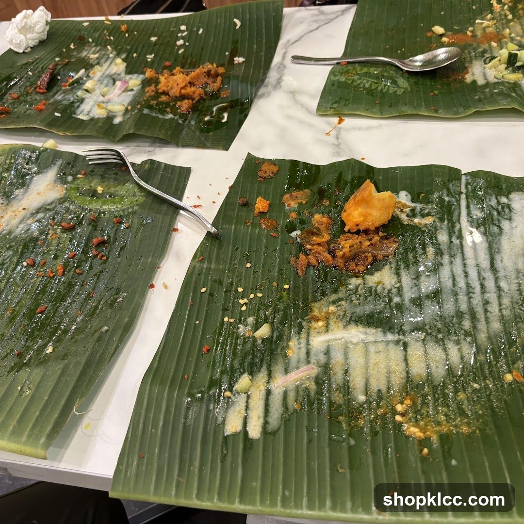 Leftover Food on Banana Leaves