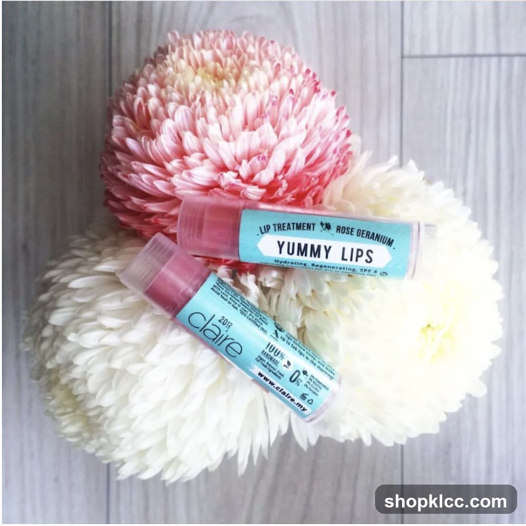 Lip balms with flowers