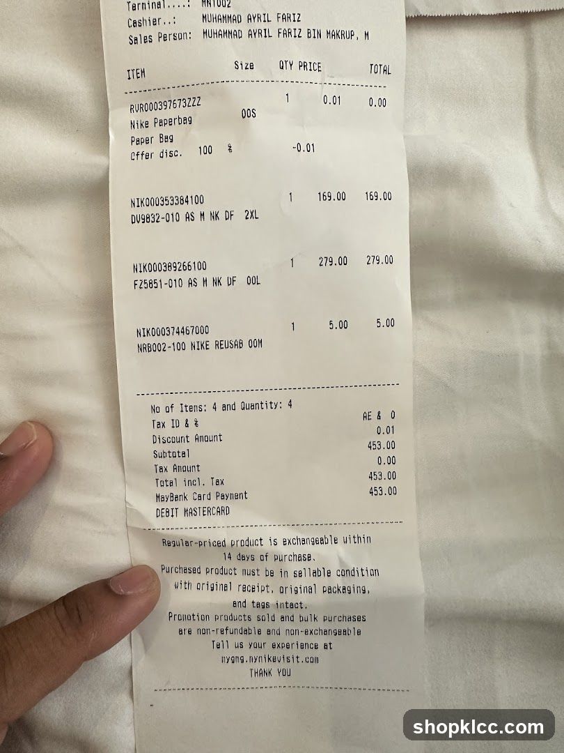 Nike Receipt