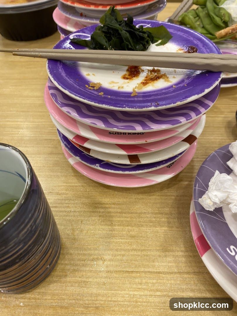 Used Sushi Plates and Tea Cup