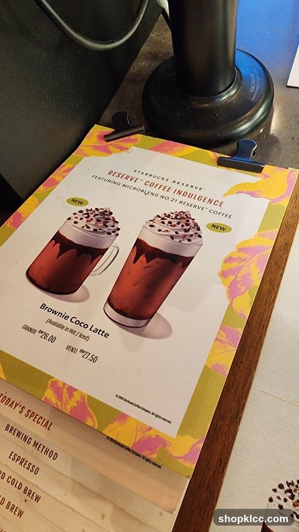 Starbucks Reserve Coffee Indulgence Menu