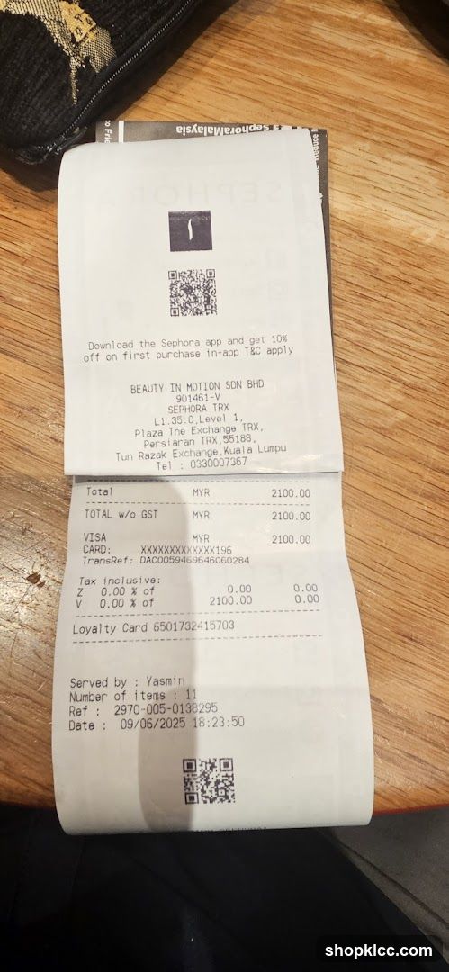 Sephora Receipt
