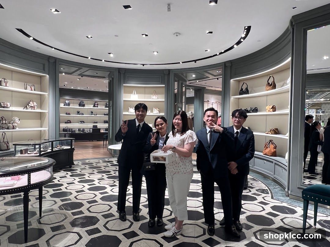 People posing in a luxury store
