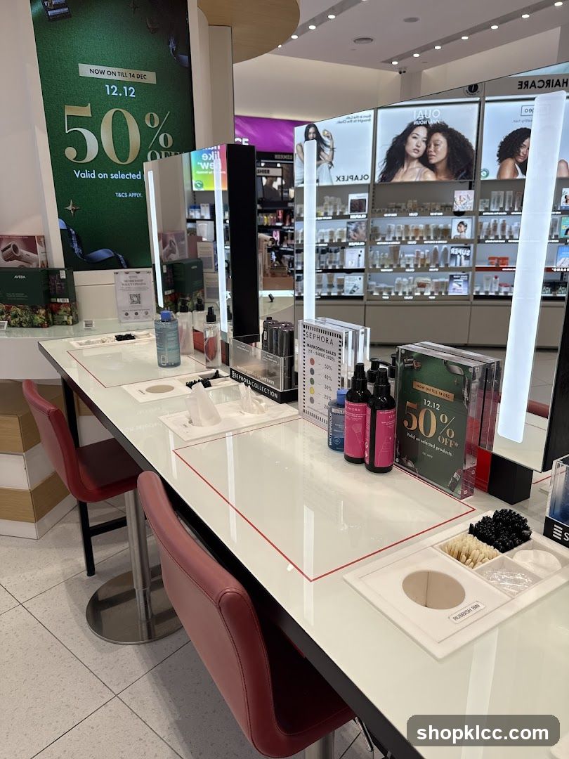 Cosmetics display with sale promotion