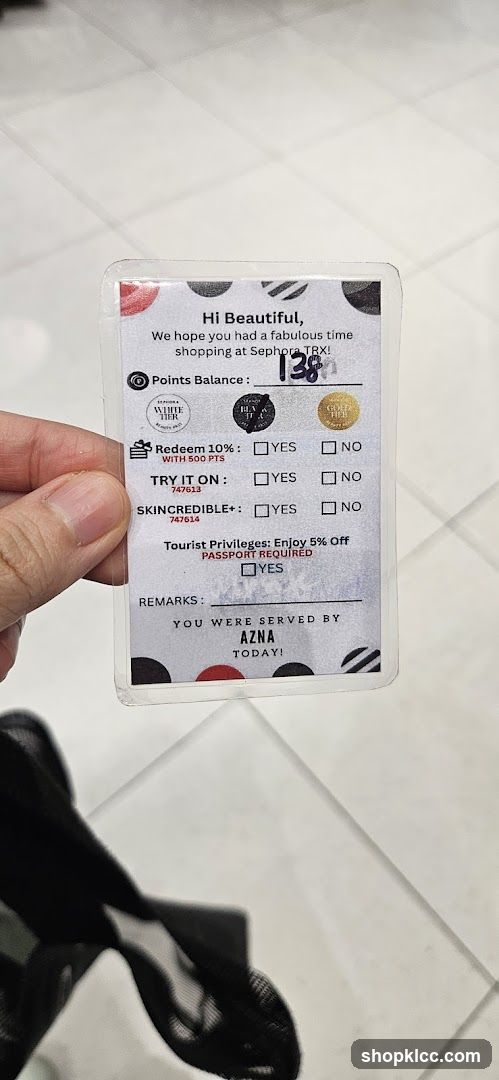 Sephora TRX Receipt Card
