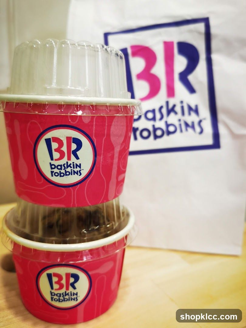 Baskin Robbins Ice Cream Cups and Bag