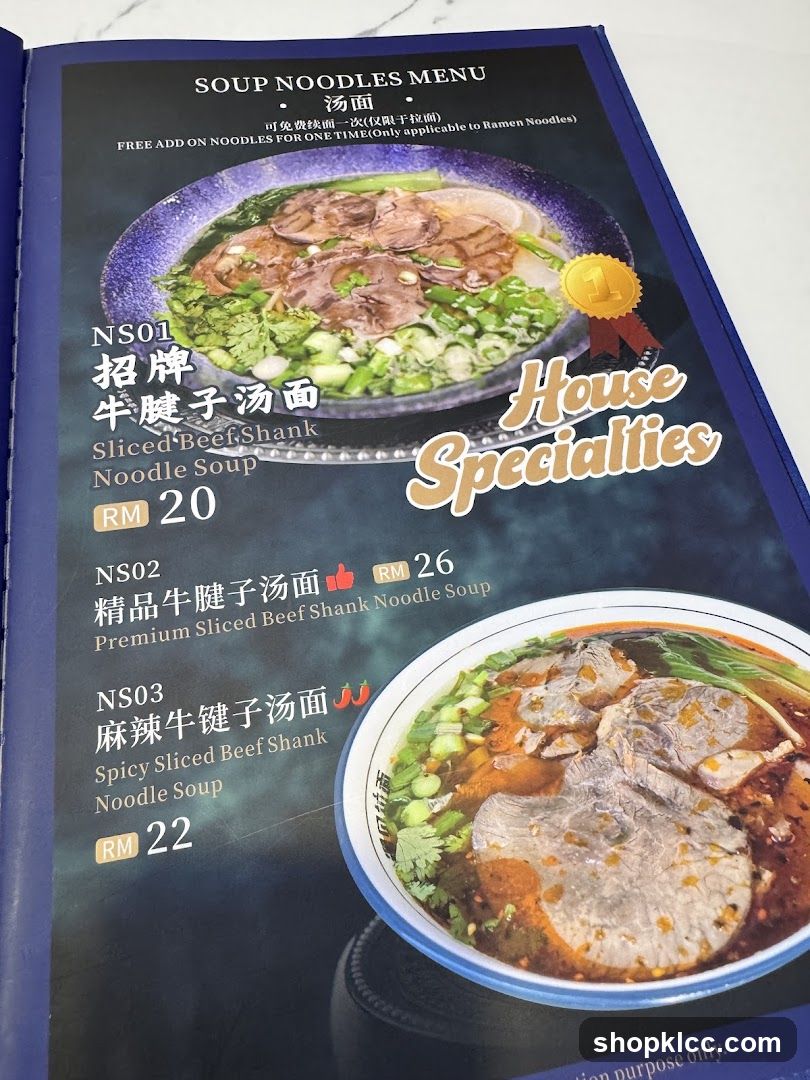 SOUP NOODLES MENU