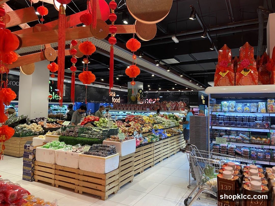 Supermarket Interior with Festive Decorations