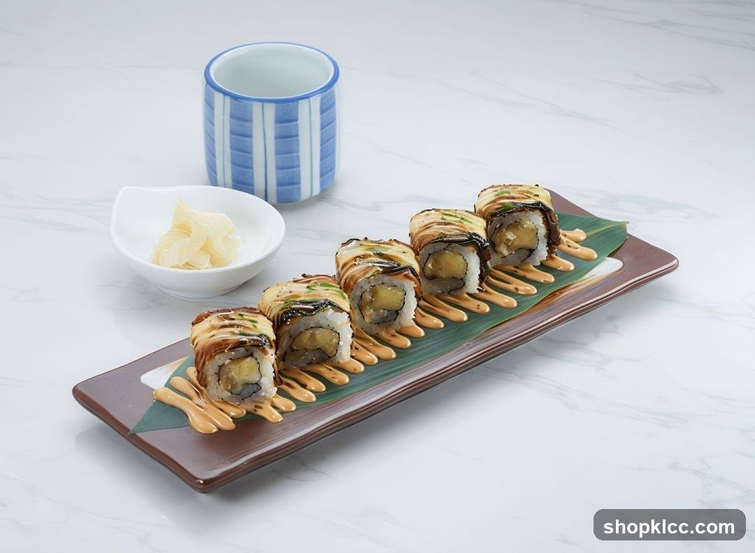 Sushi Rolls with Pickled Ginger and Tea Cup