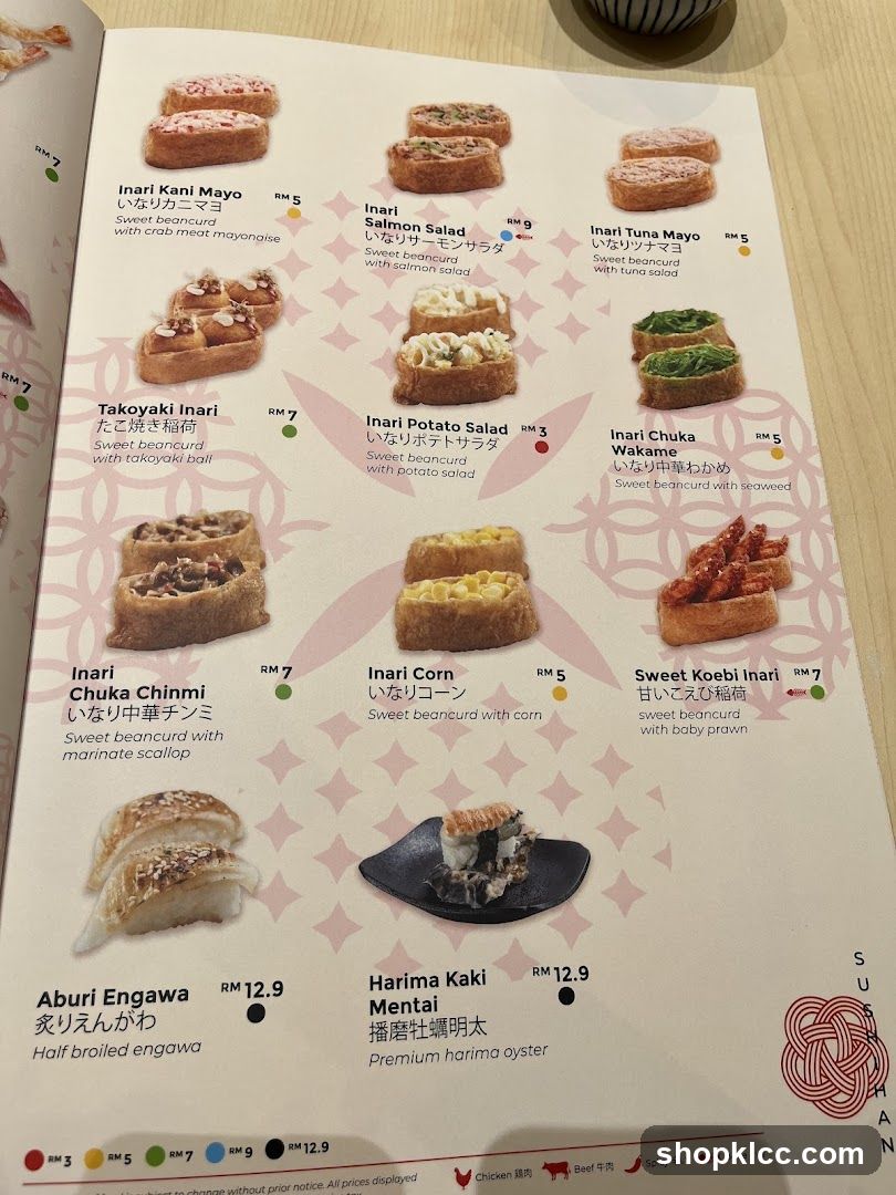 Inari Sushi Menu