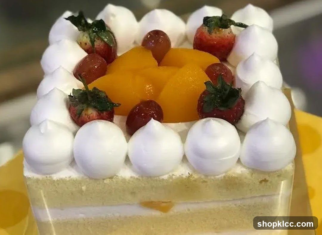 Square Cake with Fruit and Meringue