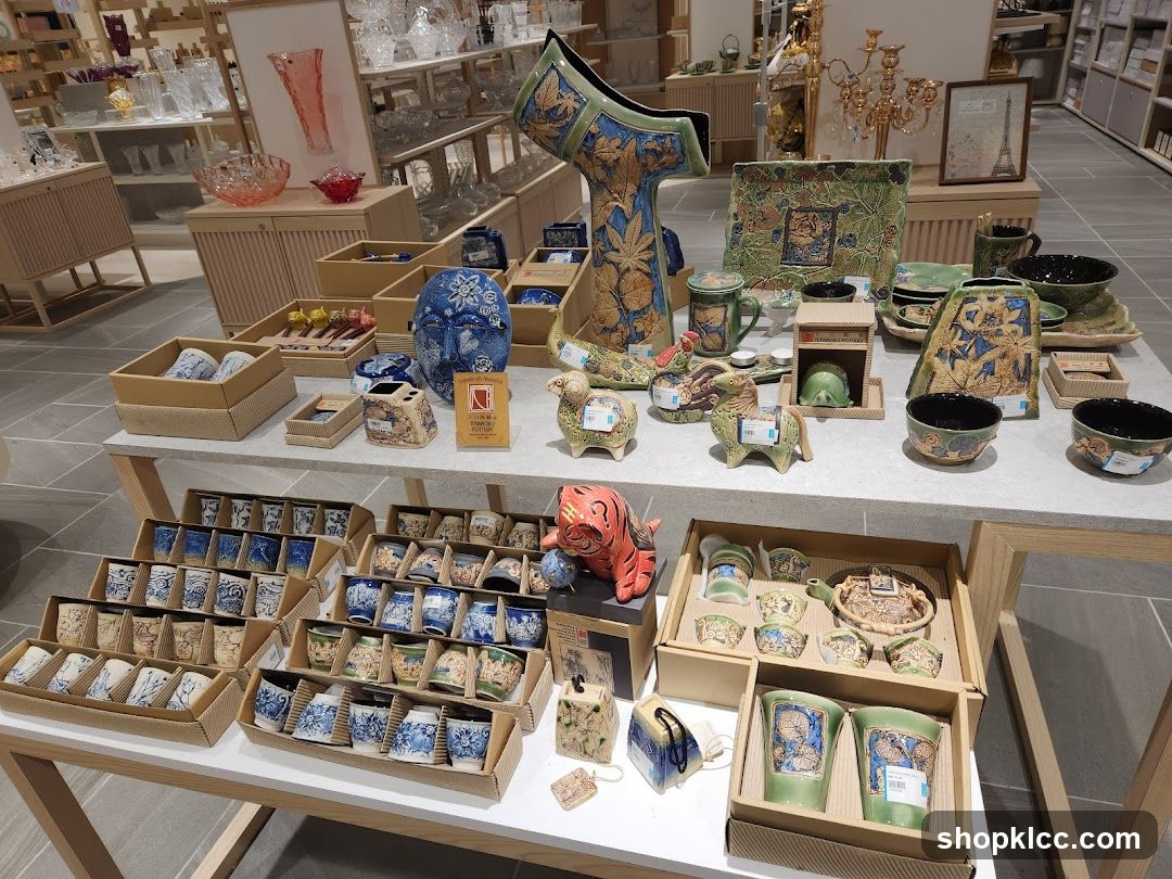 Display of Ceramic Pottery and Decorative Items