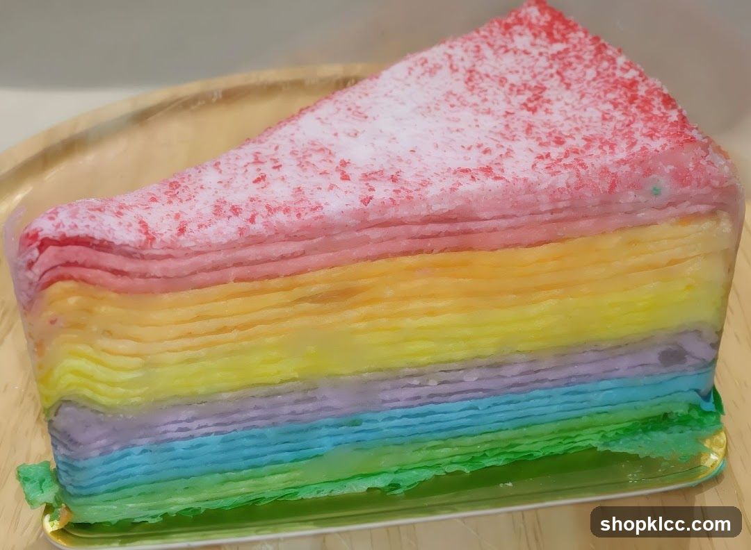 Rainbow Crepe Cake Slice