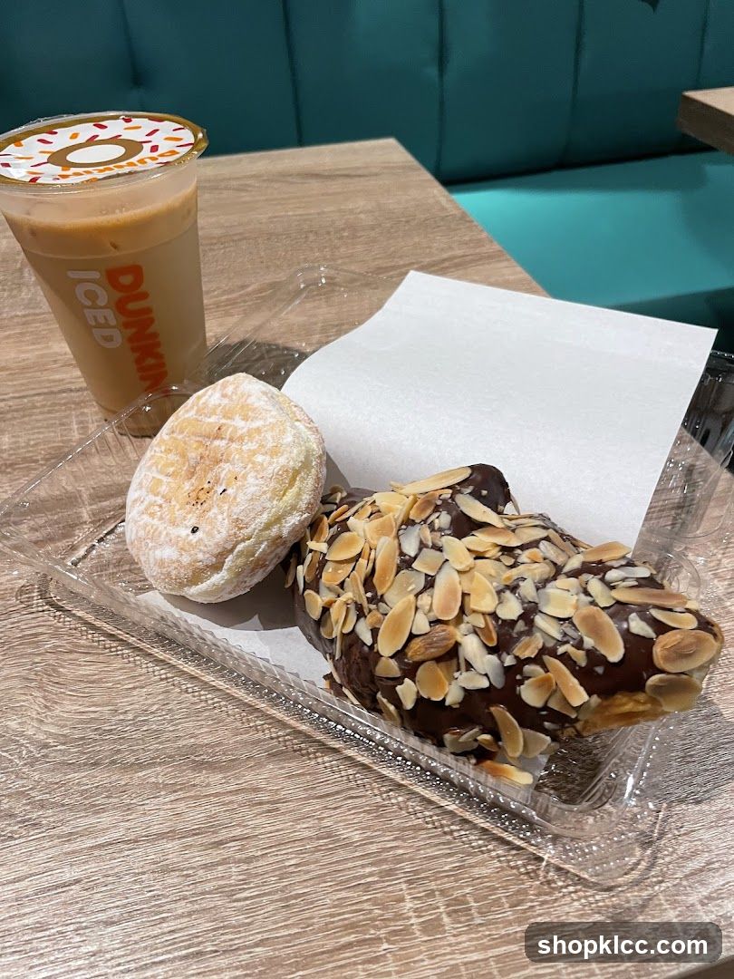 Dunkin' iced coffee and donuts