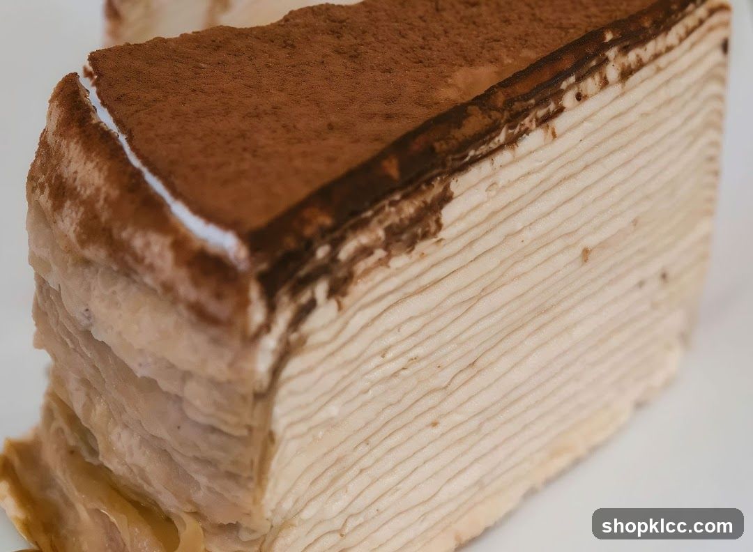 Tiramisu Mille Crepe Cake Slice