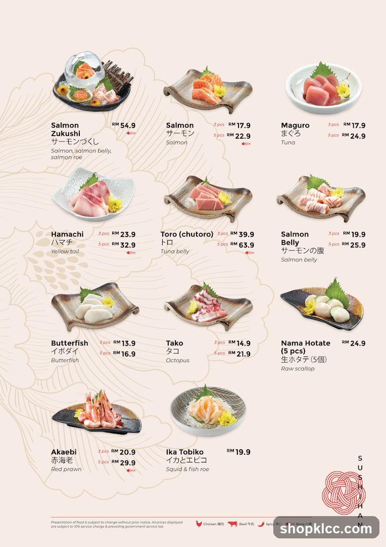 Sashimi Menu