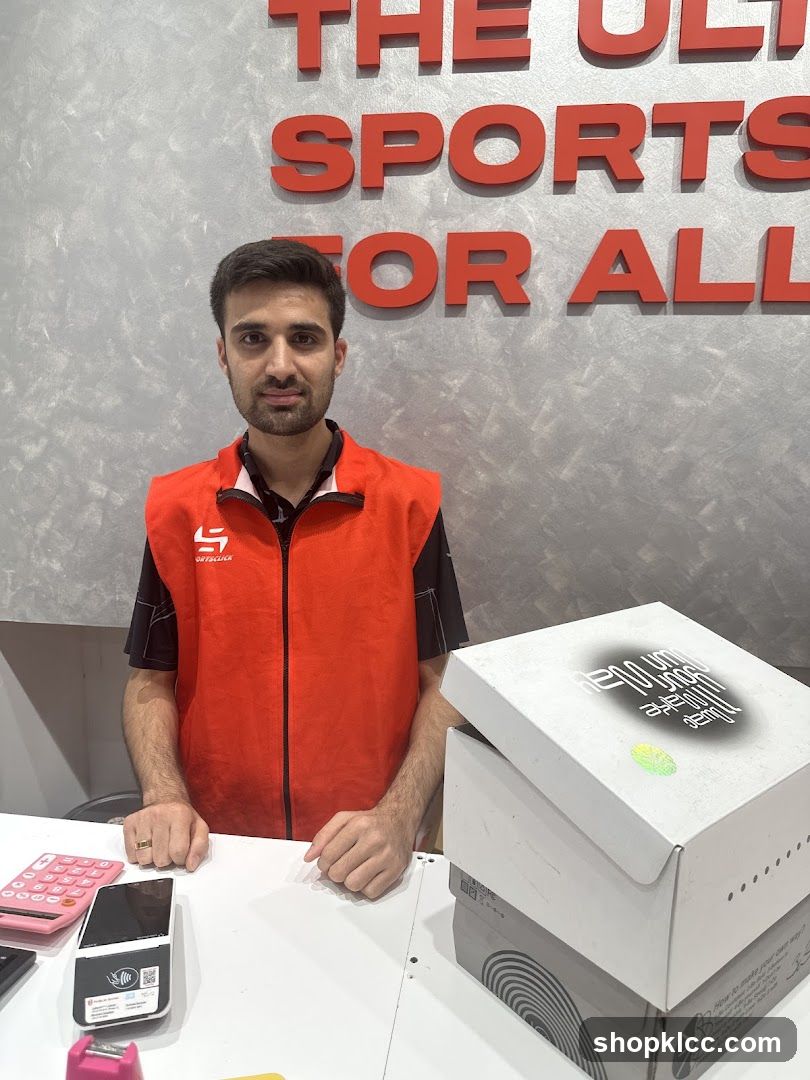 Sales associate at a counter