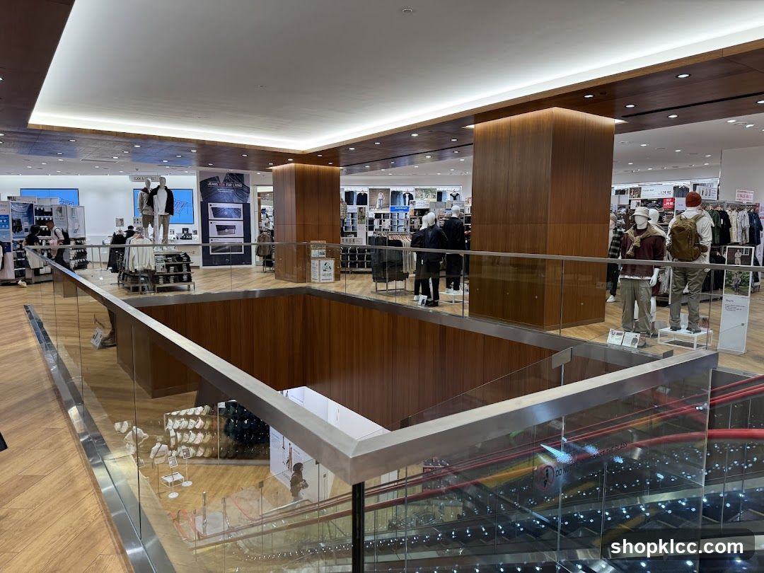 Clothing store interior with mannequins and displays