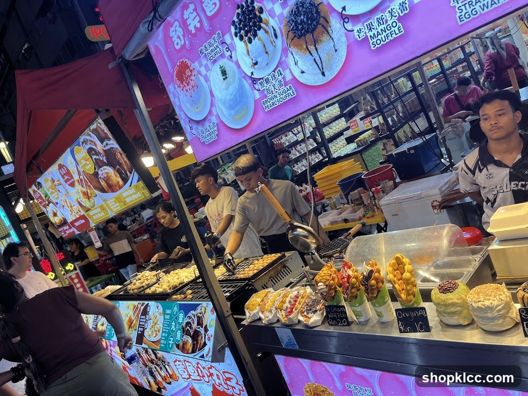 Street Food Stall with Desserts and Waffles