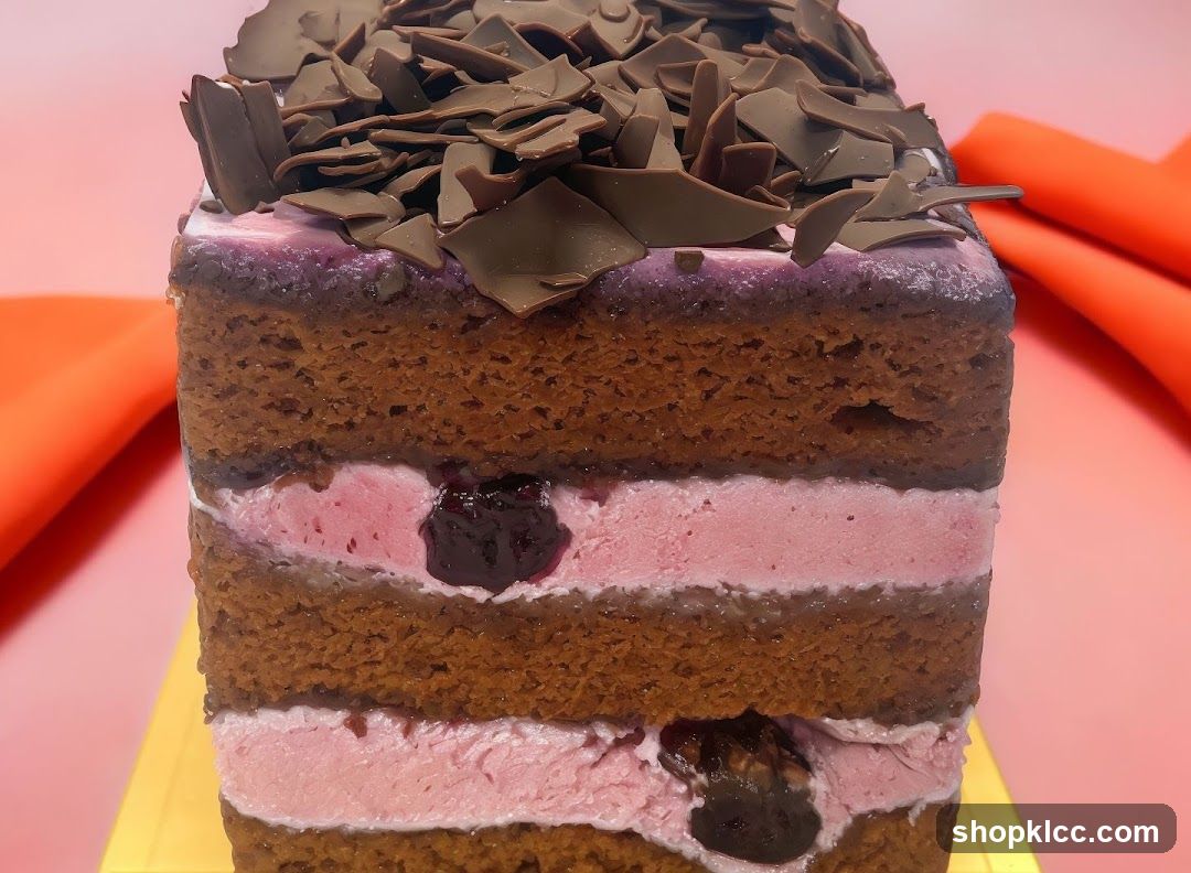 Chocolate Layer Cake with Raspberry Filling and Chocolate Shavings