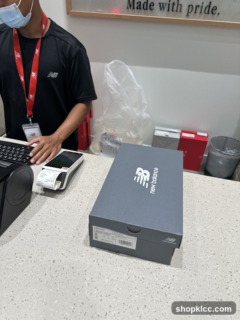 New Balance Shoe Box at Counter