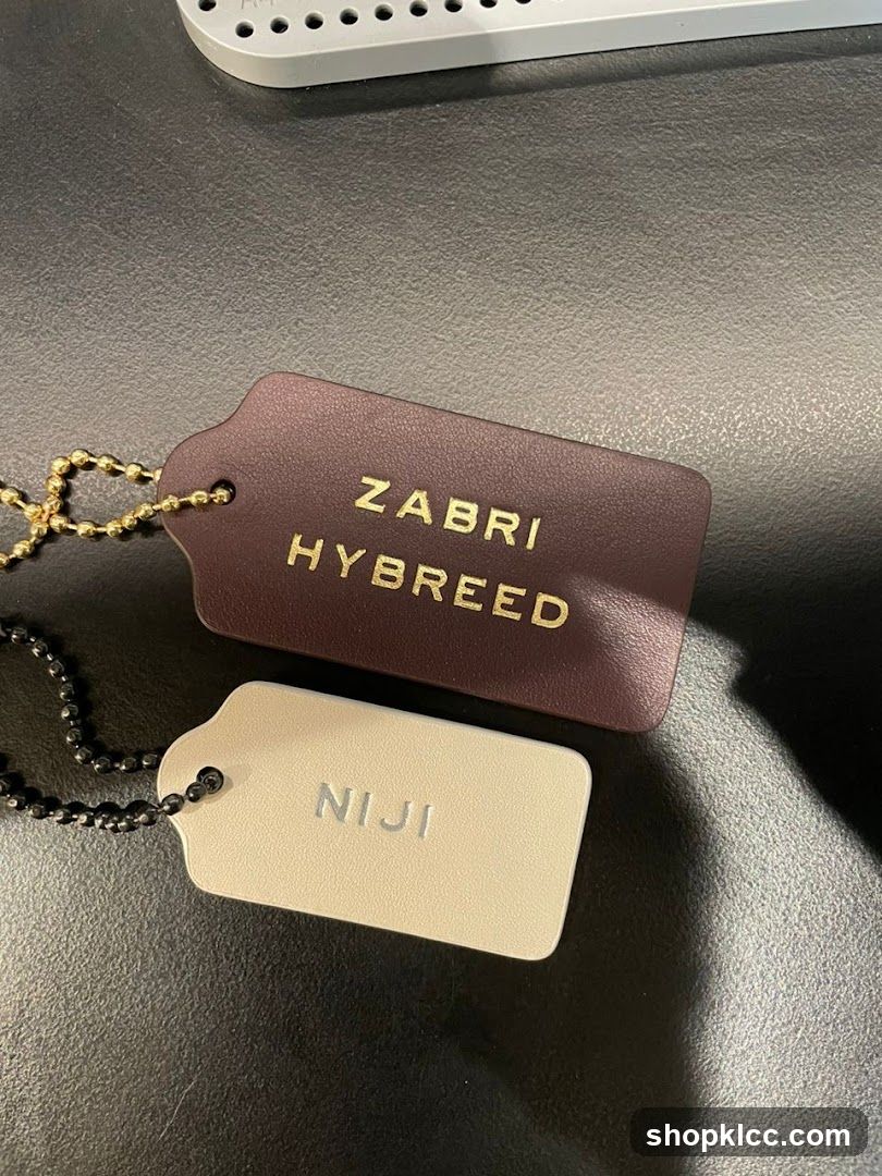 Two leather tags
