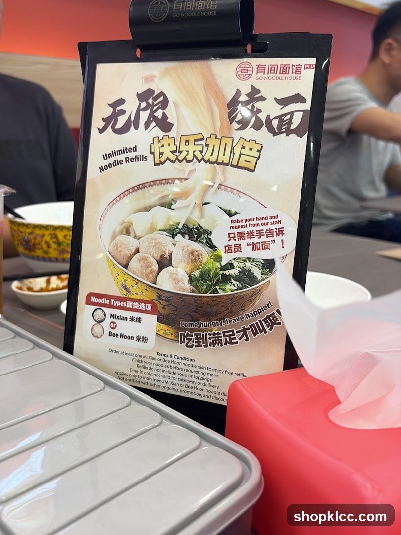 Go Noodle House Unlimited Noodle Refills Menu