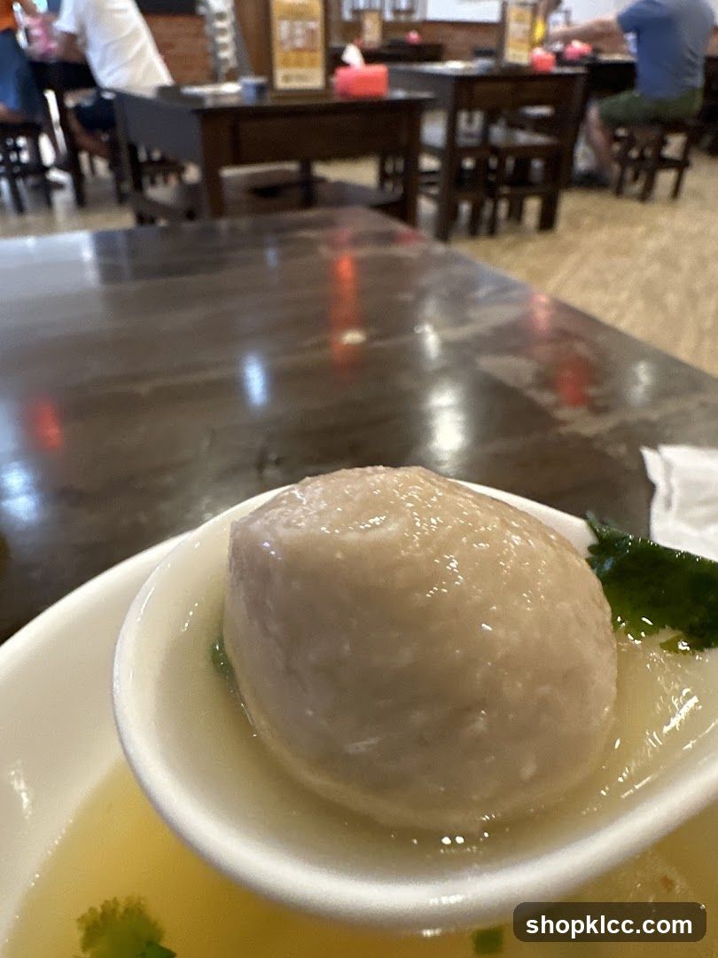 Close-up of a Meatball in Broth