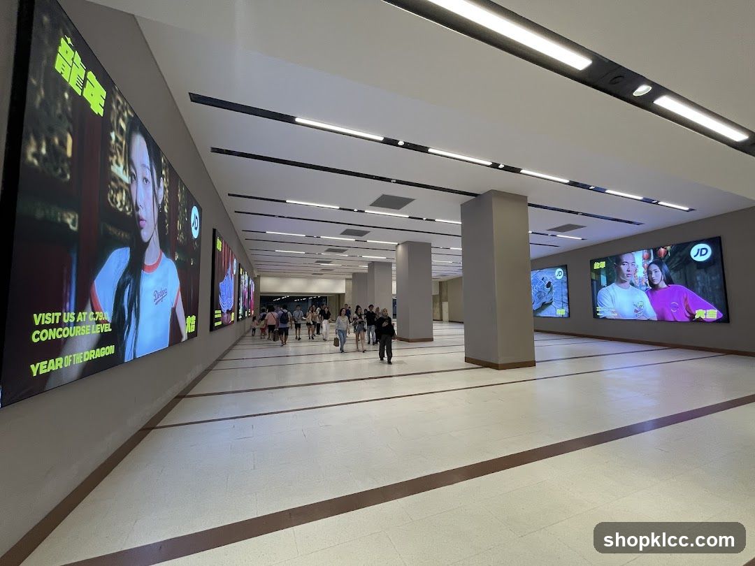 Digital Advertisements in a Modern Hallway