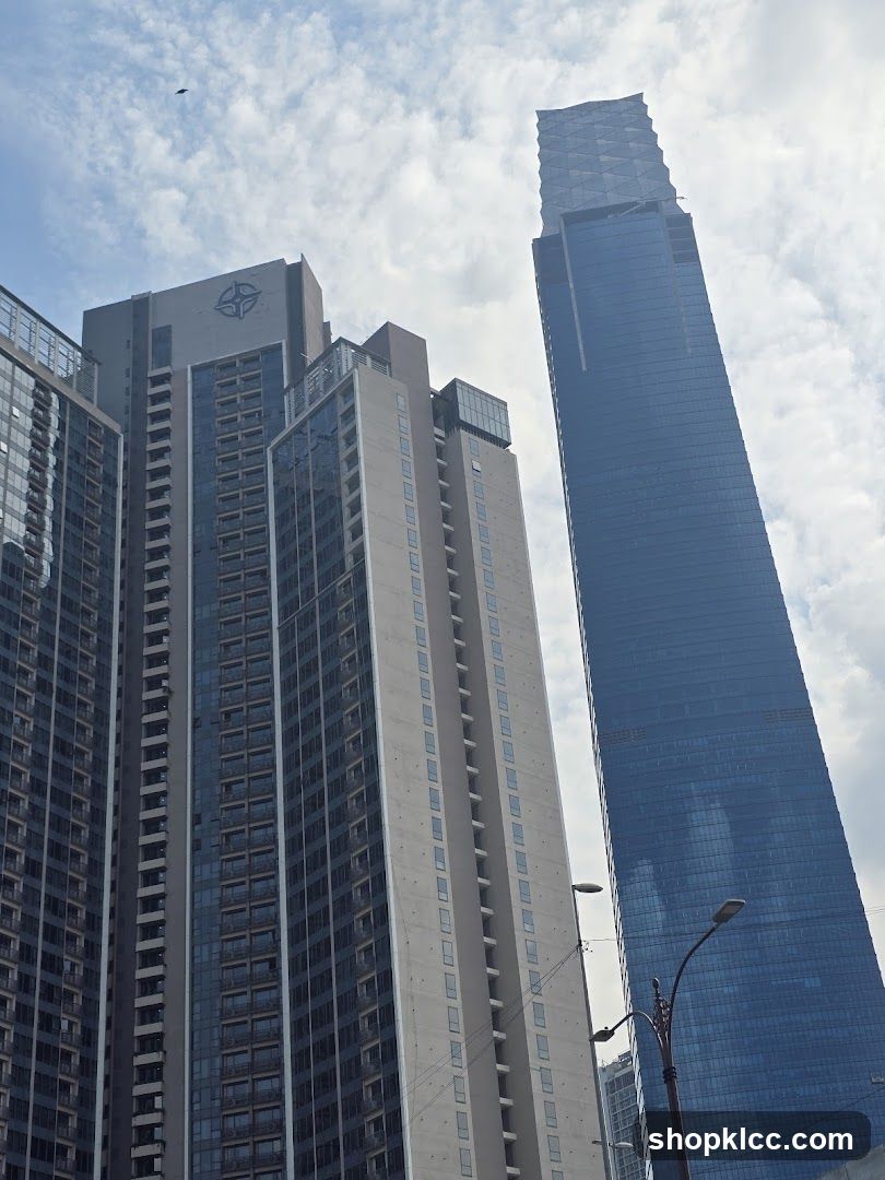 Skyscrapers under a cloudy sky