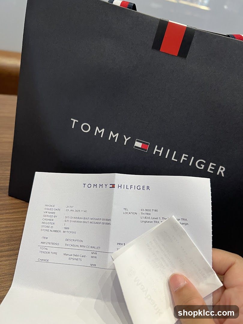 Tommy Hilfiger Receipt and Shopping Bag