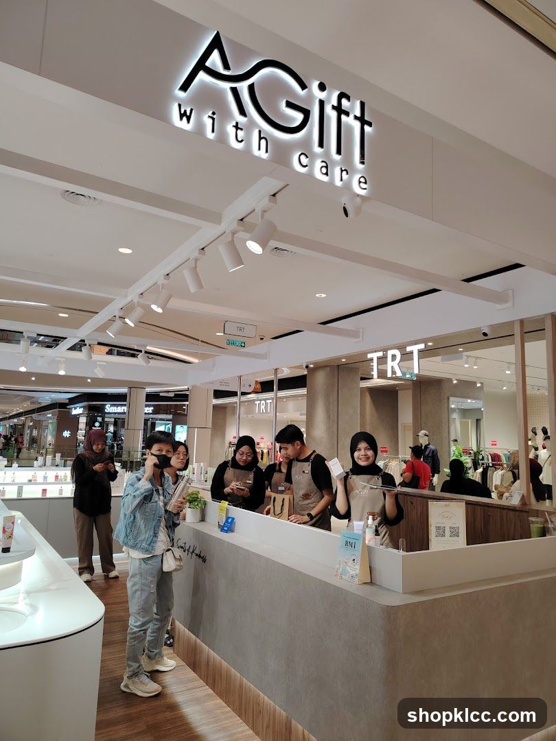 Gift shop counter with staff