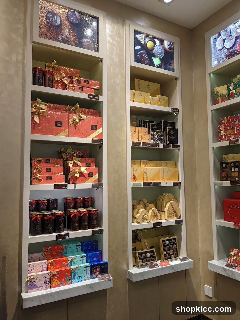 Chocolates on Display Shelves