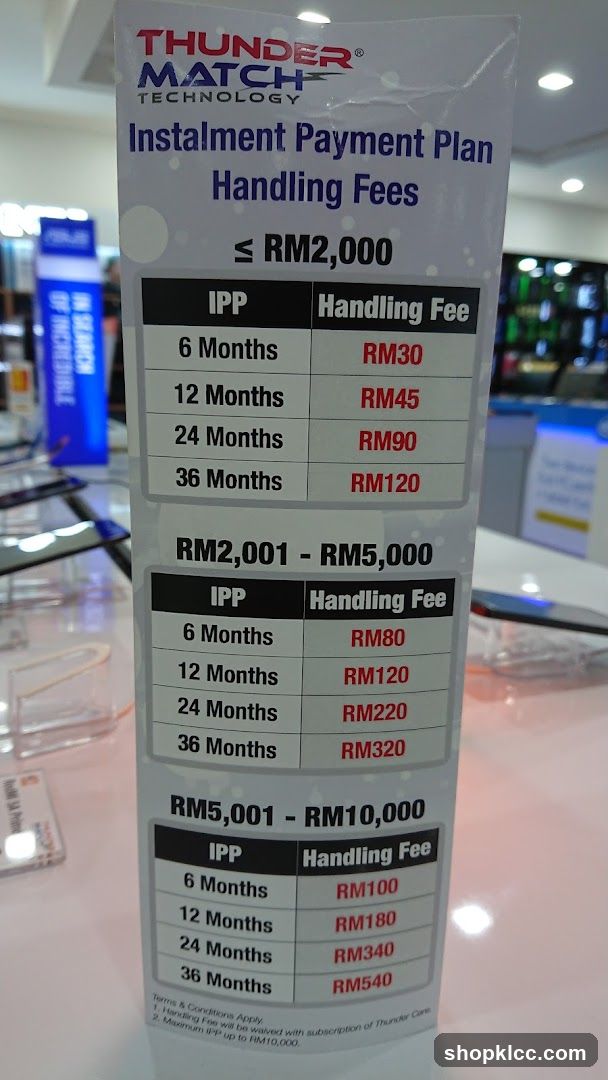 Instalment Payment Plan Handling Fees