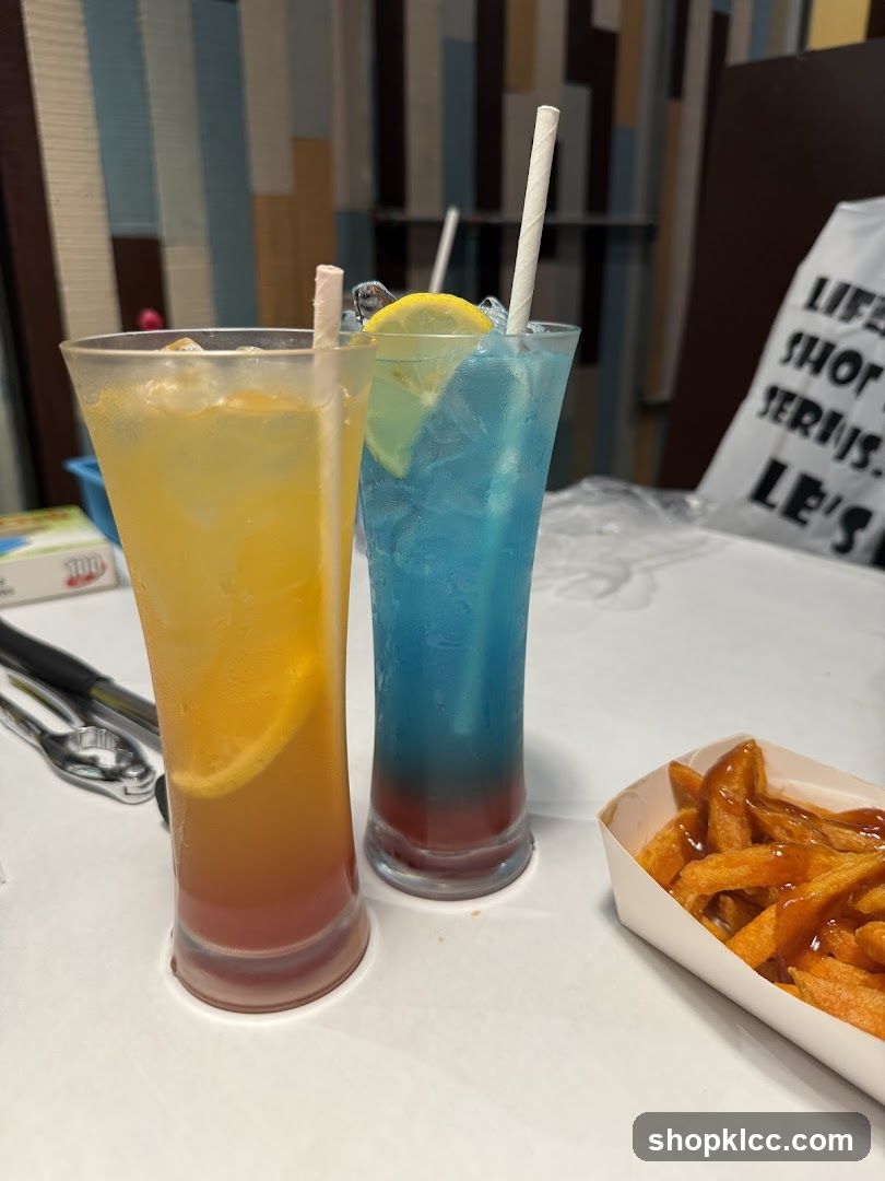 Colored Drinks and Fries