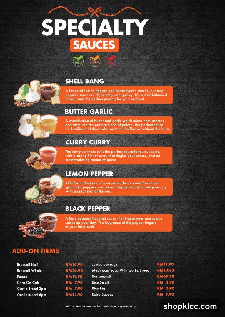 Specialty Sauces Menu