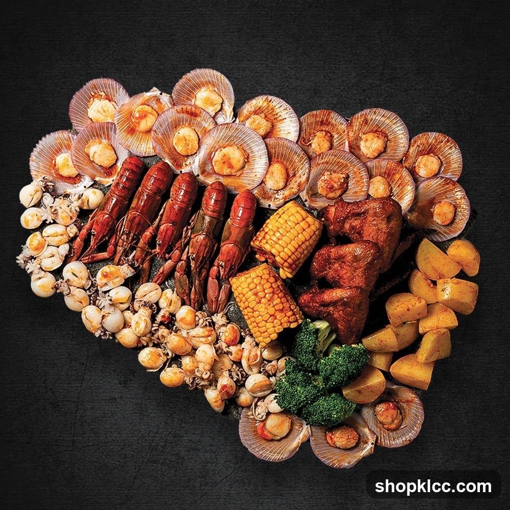 Seafood and Meat Platter Arranged in Heart Shape