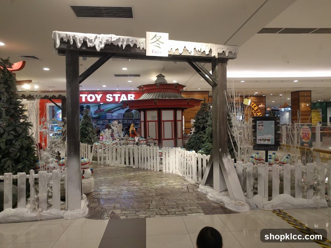 Winter-themed display in a mall
