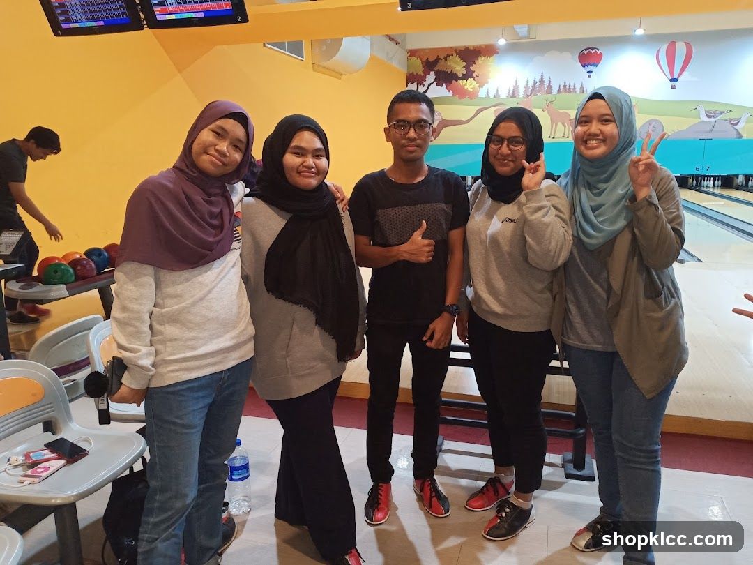 Group of friends at a bowling alley