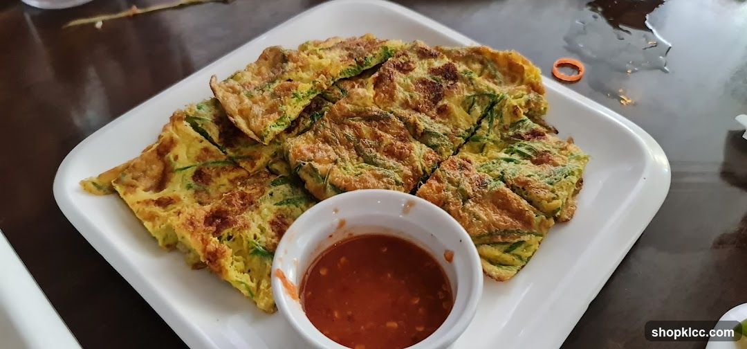 Omelet with Greens and Dipping Sauce