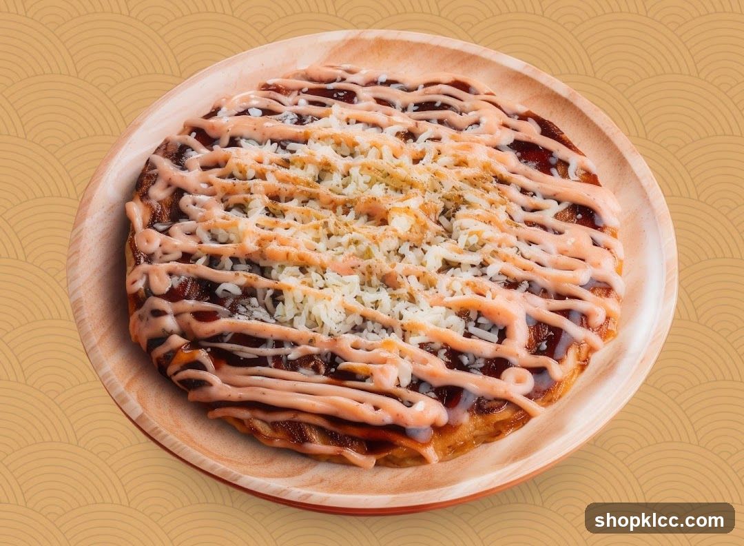 Okonomiyaki with Cheese and Sauce