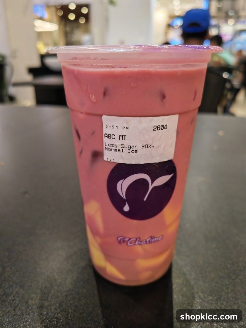 Pink Drink with Fruit and Boba