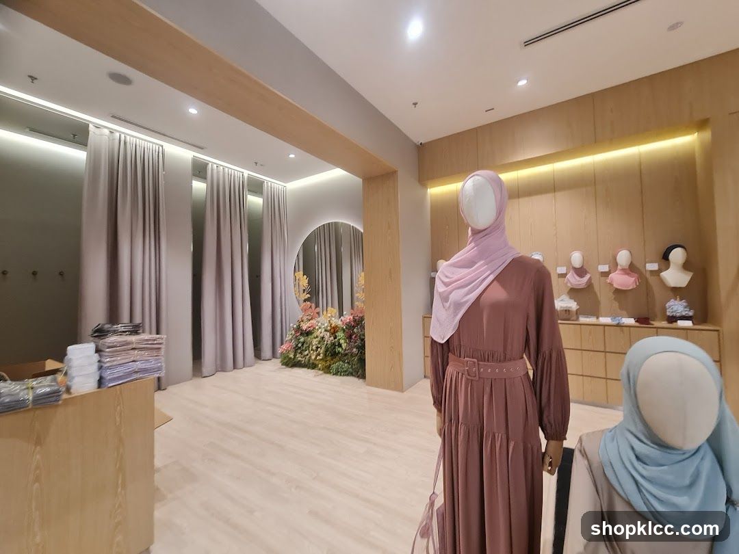Clothing store interior with mannequins