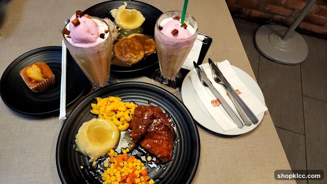 Table with food and drinks