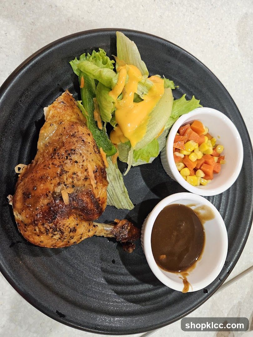 Roasted Chicken Leg with Salad and Sides