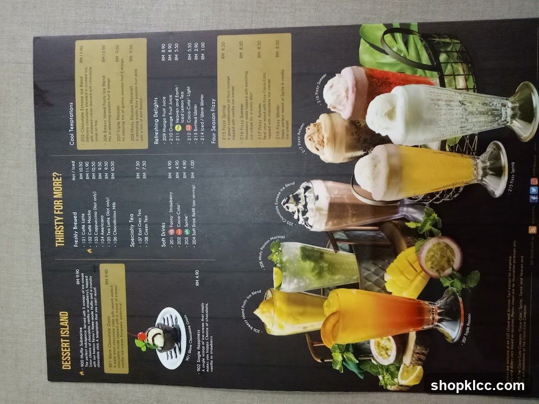 Dessert Island Menu
