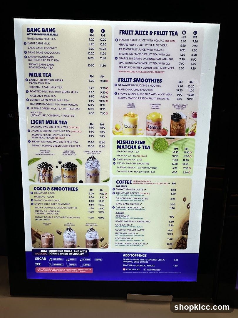 Tealive Menu
