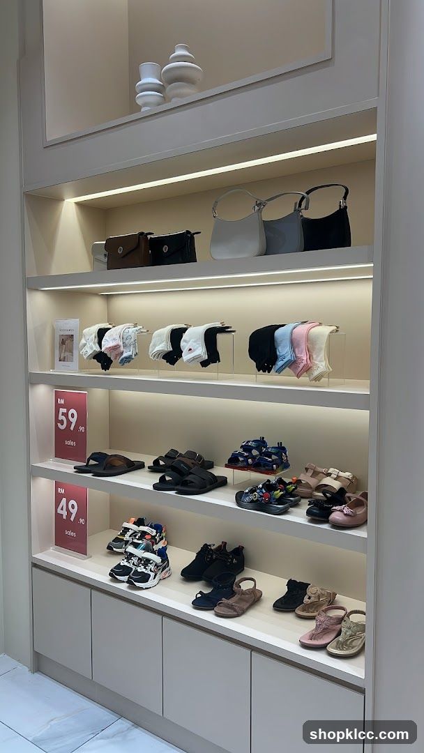Retail display of shoes and accessories