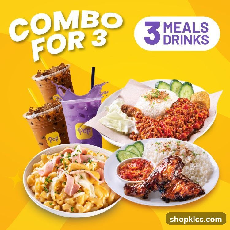 Combo for 3 Meals and Drinks