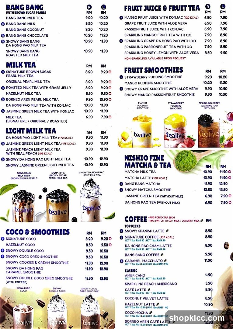 Tealive Menu